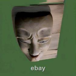Japon masque Noh Théâtre antique Période Meiji En Bois Sculpté Et Laqué