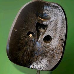 Japon masque Noh Théâtre antique Période Meiji En Bois Sculpté Et Laqué