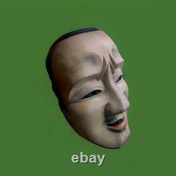 Japon masque Noh Théâtre antique Période Meiji En Bois Sculpté Et Laqué