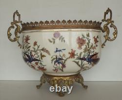 Jardiniere Faience Vase Monture Bronze Choisy Le Roi Fleurs Coupe Modele Au Chat