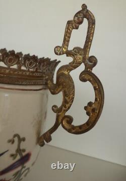 Jardiniere Faience Vase Monture Bronze Choisy Le Roi Fleurs Coupe Modele Au Chat