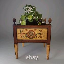 Jardinière cache pot en bois peint XIX ème polychrome decor antique art
