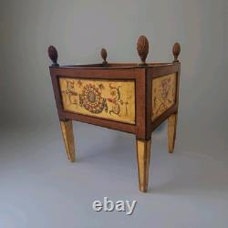 Jardinière cache pot en bois peint XIX ème polychrome decor antique art