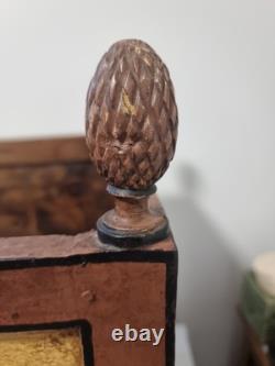 Jardinière cache pot en bois peint XIX ème polychrome decor antique art