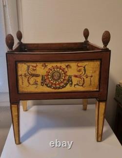 Jardinière cache pot en bois peint XIX ème polychrome decor antique art