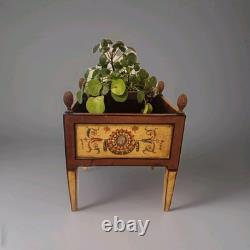 Jardinière cache pot en bois peint XIX ème polychrome decor antique art