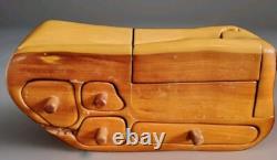 Joli Duo De Boîtes De Craig Boland En Cèdre, Art Populaire Americain Année 70