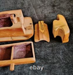 Joli Duo De Boîtes De Craig Boland En Cèdre, Art Populaire Americain Année 70