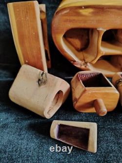 Joli Duo De Boîtes De Craig Boland En Cèdre, Art Populaire Americain Année 70