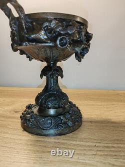 Jolis ANCIENNE PETIT COUPE VIDE POCHE BAGUIER EN BRONZE décor Salamandre Normand
