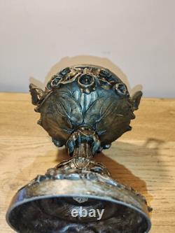 Jolis ANCIENNE PETIT COUPE VIDE POCHE BAGUIER EN BRONZE décor Salamandre Normand