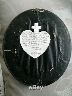 Lreliquaire Cadre XIX Avec Tombe Croix Arbre En Cheveux Cadre Noir Verre Bombe