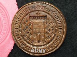 MATRICE DE SCEAU CUIVRÉ FOURRÉ AU PLOMB 48mm TOUR FLEUR DE LYS BLASON ROYAL