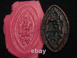 MATRICE DE SCEAU CUIVRE FOURRÉ PLOMB RELIGIEUX NOTRE DAME A L'ENFANT 61mm / 38mm