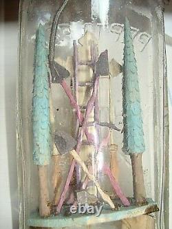 Magnifique bouteille de la passion 19ème bois sculpté art populaire religion