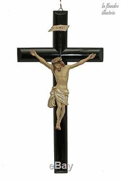 Magnifique grand christ en bois polychrome napoléon III religion