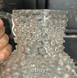 Magnifique pichet à eau en verre soufflé à cabochons 19ème