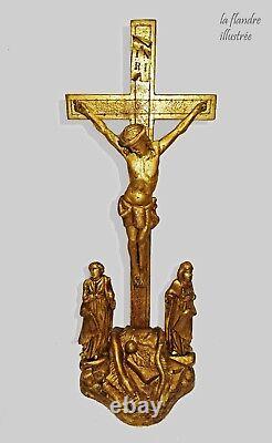 Magnifique sainte famille christ en bois doré 19ème religion
