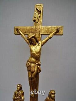 Magnifique sainte famille christ en bois doré 19ème religion