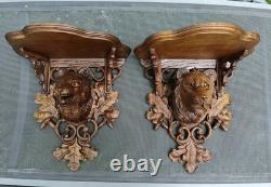 Magnifiques Paires de CONSOLES/ ETAGERE De La Forêt Noire Bois Sculpté Ancien