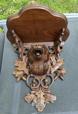 Magnifiques Paires de CONSOLES/ ETAGERE De La Forêt Noire Bois Sculpté Ancien