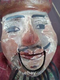 Marionnette Bois Polychrome Articulée Bouche Main Doigts Pieds Chine XIXème