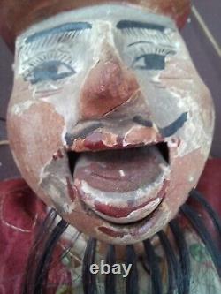 Marionnette Bois Polychrome Articulée Bouche Main Doigts Pieds Chine XIXème