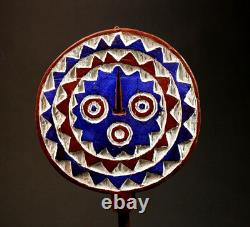 Masque solaire africain Bwa objet de collection d'art populaire en bois