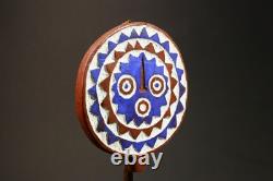 Masque solaire africain Bwa objet de collection d'art populaire en bois