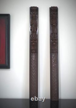 Montants en bois sculptés-Reliefs motifs campagnards en Hêtre sculptés-Estaminet