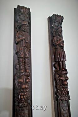 Montants en bois sculptés-Reliefs motifs campagnards en Hêtre sculptés-Estaminet