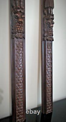 Montants en bois sculptés-Reliefs motifs campagnards en Hêtre sculptés-Estaminet