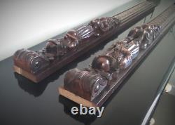 Montants en bois sculptés-Reliefs motifs campagnards en Hêtre sculptés-Estaminet