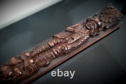 Montants en bois sculptés-Reliefs motifs campagnards en Hêtre sculptés-Estaminet