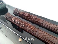 Montants en bois sculptés-Reliefs motifs campagnards en Hêtre sculptés-Estaminet