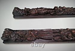 Montants en bois sculptés-Reliefs motifs campagnards en Hêtre sculptés-Estaminet