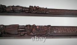 Montants en bois sculptés-Reliefs motifs campagnards en Hêtre sculptés-Estaminet