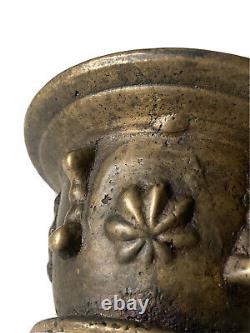 Mortier Pilon Bronze Ailettes Personnages Casqués Soldats Haute Époque XVII ème