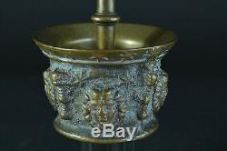 Mortier d'apothicaire ancien Mascaron bronze art populaire, collection 17e étoile