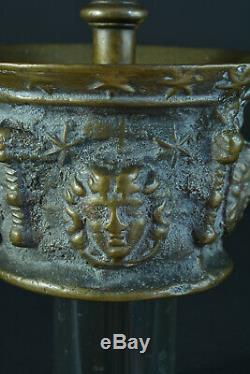 Mortier d'apothicaire ancien Mascaron bronze art populaire, collection 17e étoile