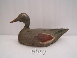 N1 Ancien leurre canard appelant de chasse en bois sculpté peint art populaire
