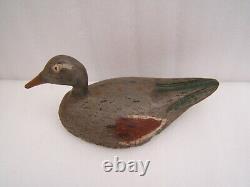 N1 Ancien leurre canard appelant de chasse en bois sculpté peint art populaire