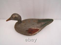N1 Ancien leurre canard appelant de chasse en bois sculpté peint art populaire