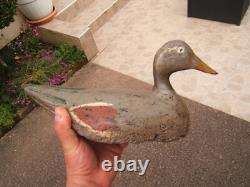 N1 Ancien leurre canard appelant de chasse en bois sculpté peint art populaire