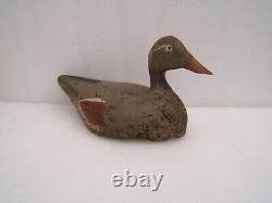 N1 Ancien leurre canard appelant de chasse en bois sculpté peint art populaire