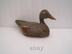 N1 Ancien leurre canard appelant de chasse en bois sculpté peint art populaire