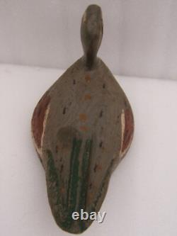N1 Ancien leurre canard appelant de chasse en bois sculpté peint art populaire