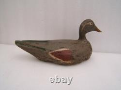 N1 Ancien leurre canard appelant de chasse en bois sculpté peint art populaire