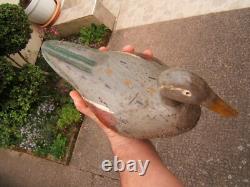N1 Ancien leurre canard appelant de chasse en bois sculpté peint art populaire