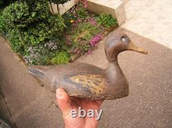 N2 Ancien leurre canard appelant de chasse en bois sculpté peint art populaire